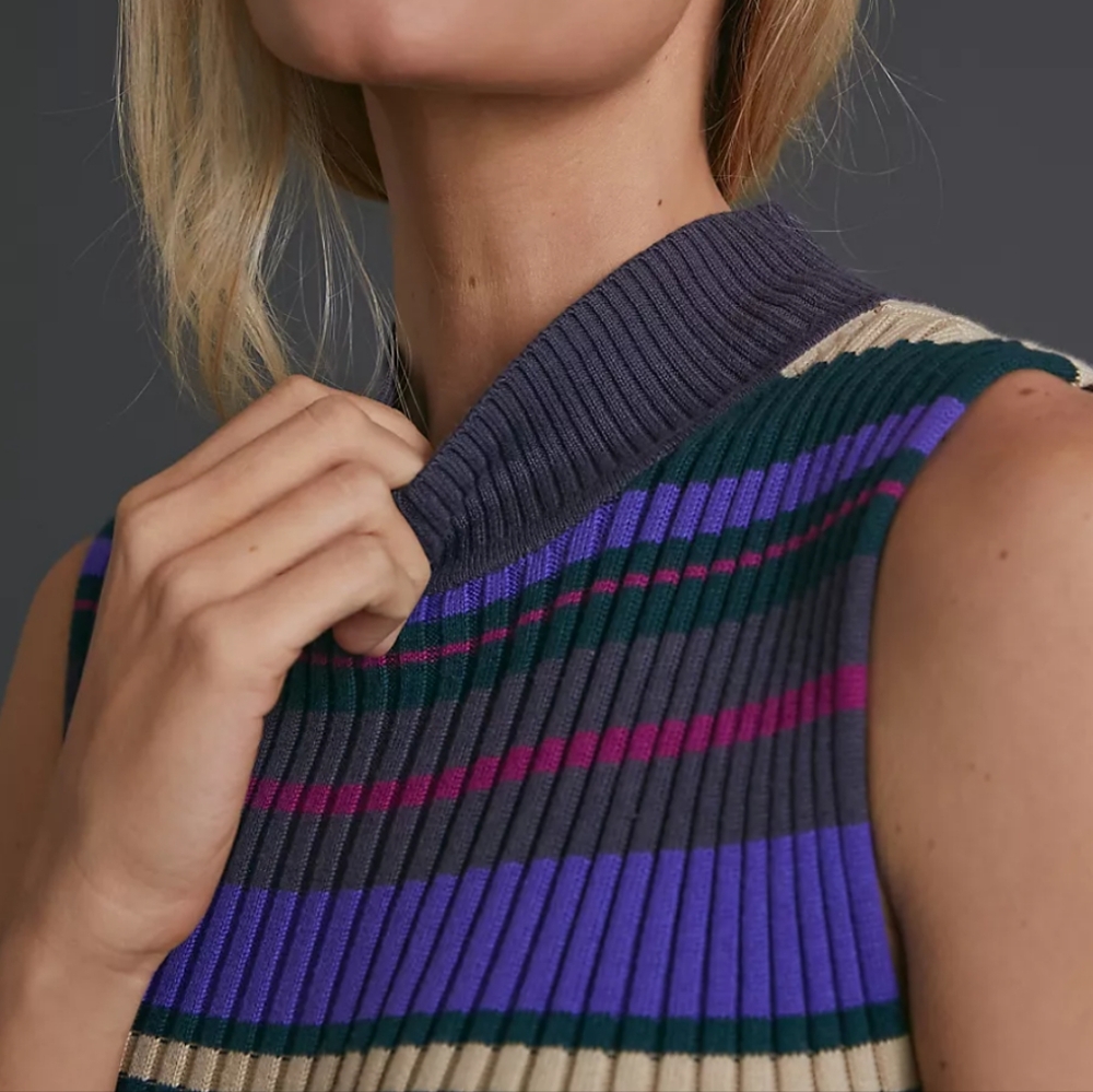 Dolan Purple and Yellow Striped Midi Dress - Picture 3 of 8
